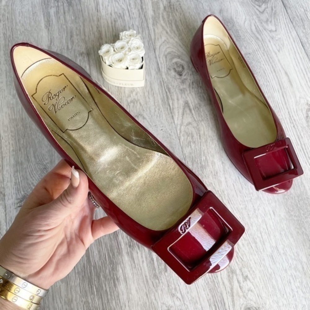 🆕 Roger Vivier Logo Buckle Patent Leather Ballet Flats Current Collection - Picture 5 of 16